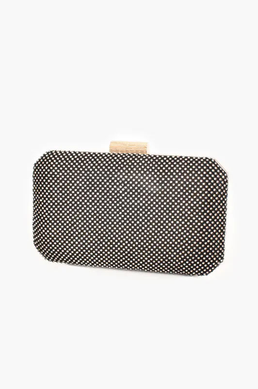 Adorne Diamante Mesh Structured Clutch Black