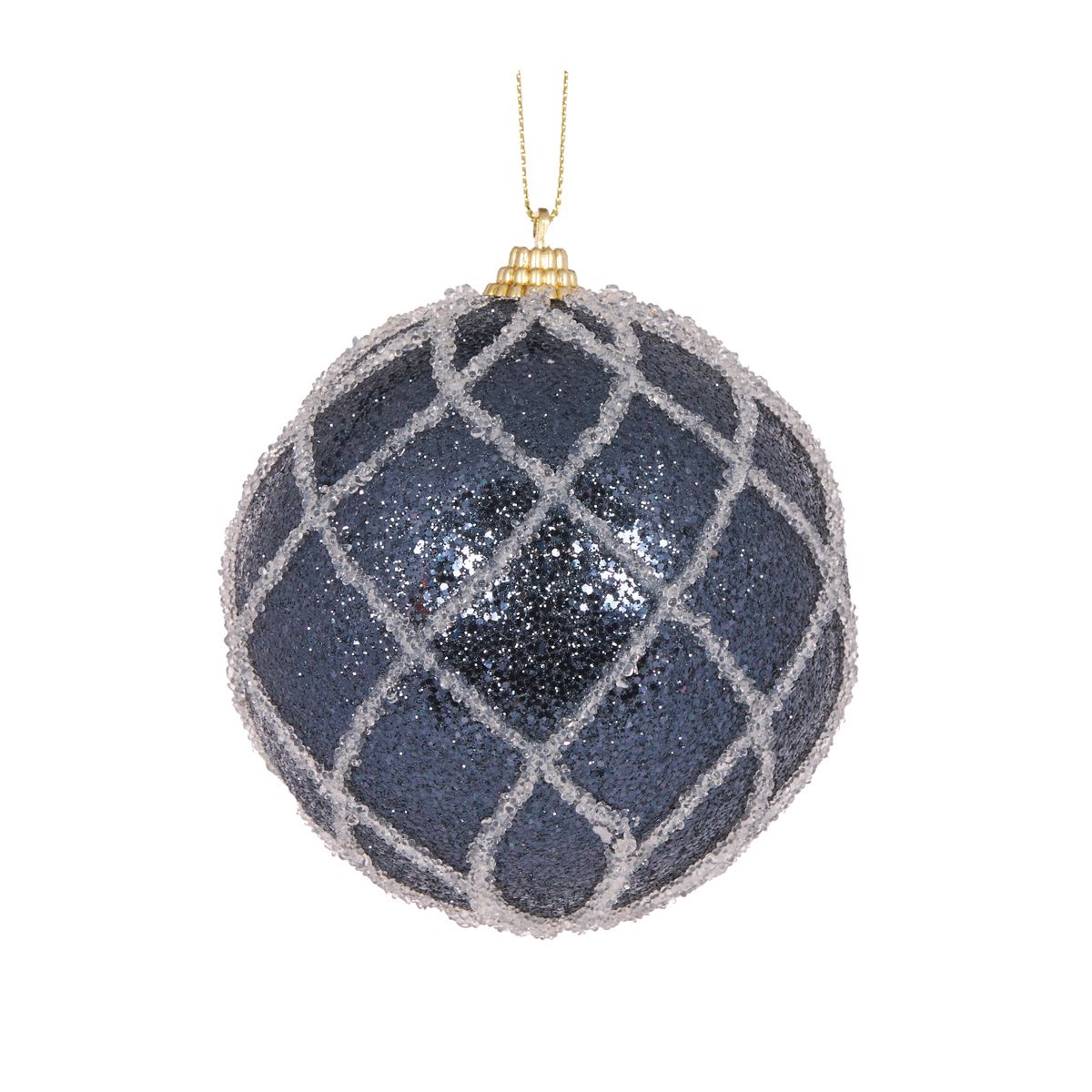 HOLLY & IVY NAVY LATTICE BAUBLE EXZ186