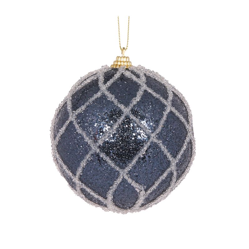 HOLLY & IVY NAVY LATTICE BAUBLE EXZ186
