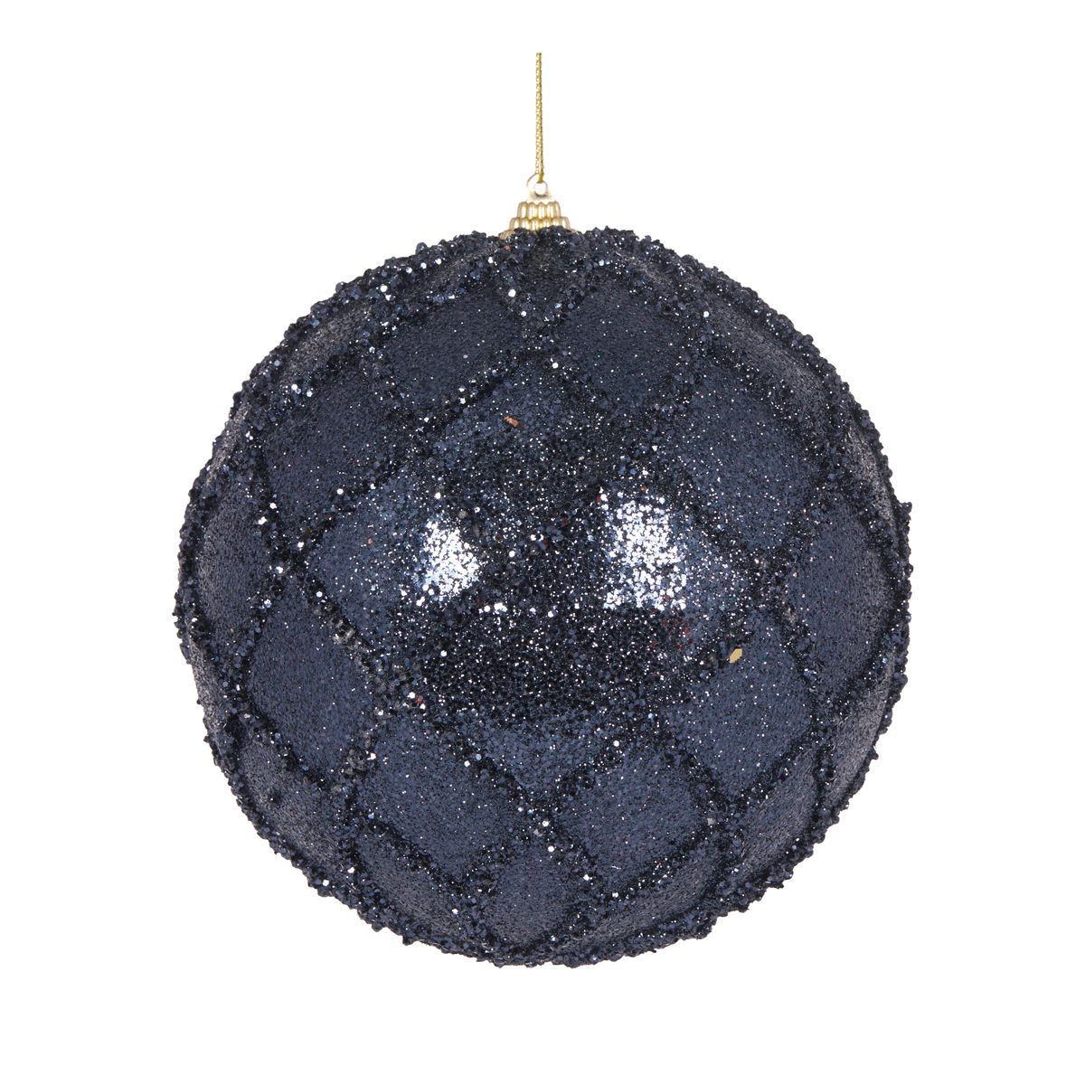 HOLLY & IVY XL NAVY GLITTERED LATTICE BAUBLE EXZ166