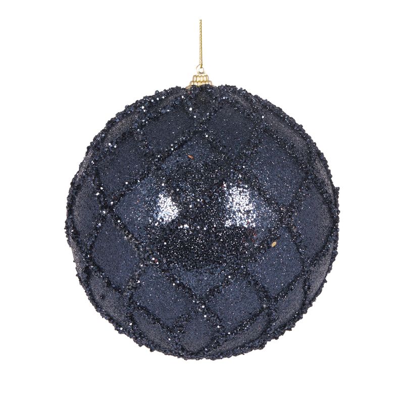 HOLLY & IVY XL NAVY GLITTERED LATTICE BAUBLE EXZ166