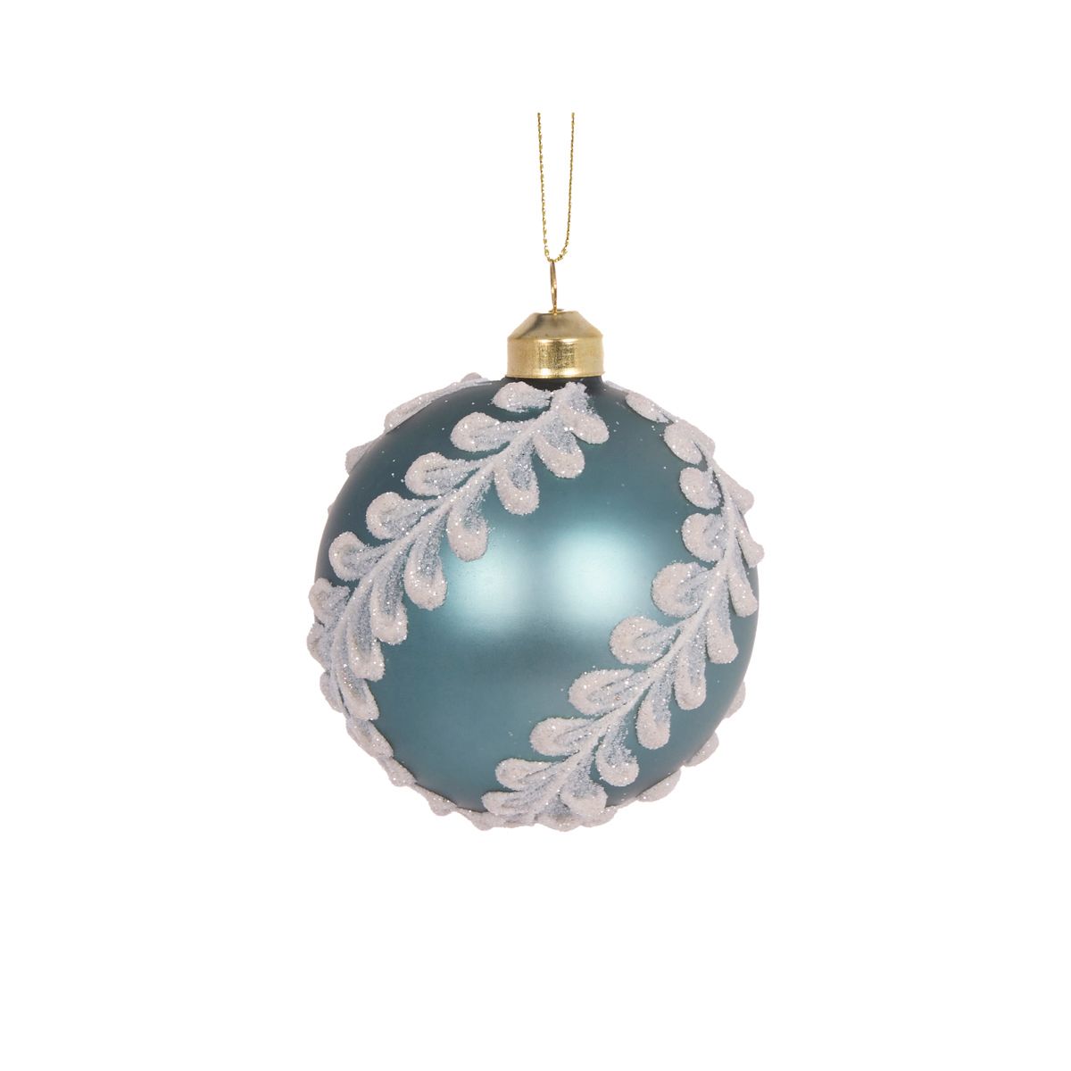 HOLLY & IVY INTRICATE FROSTED BLUE FERN BAUBLE EXR065