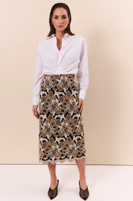 Adorne Scalloped Hem Midi Skirt AJD2013