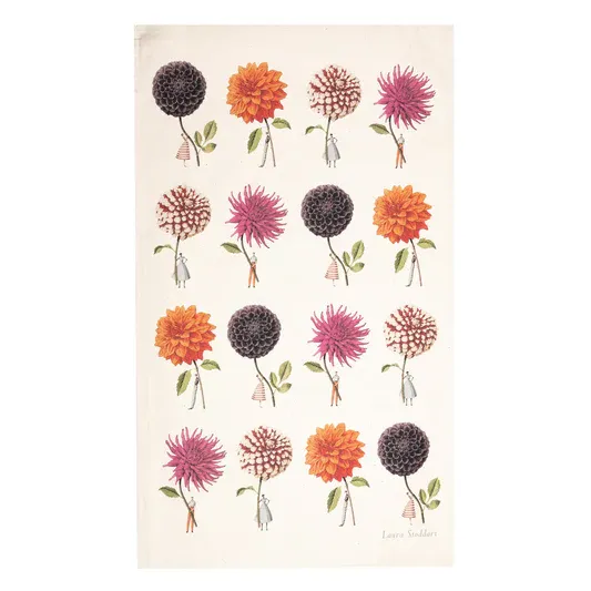 Laura Stoddart - In Bloom Dahlias Multi Flower Tea Towel