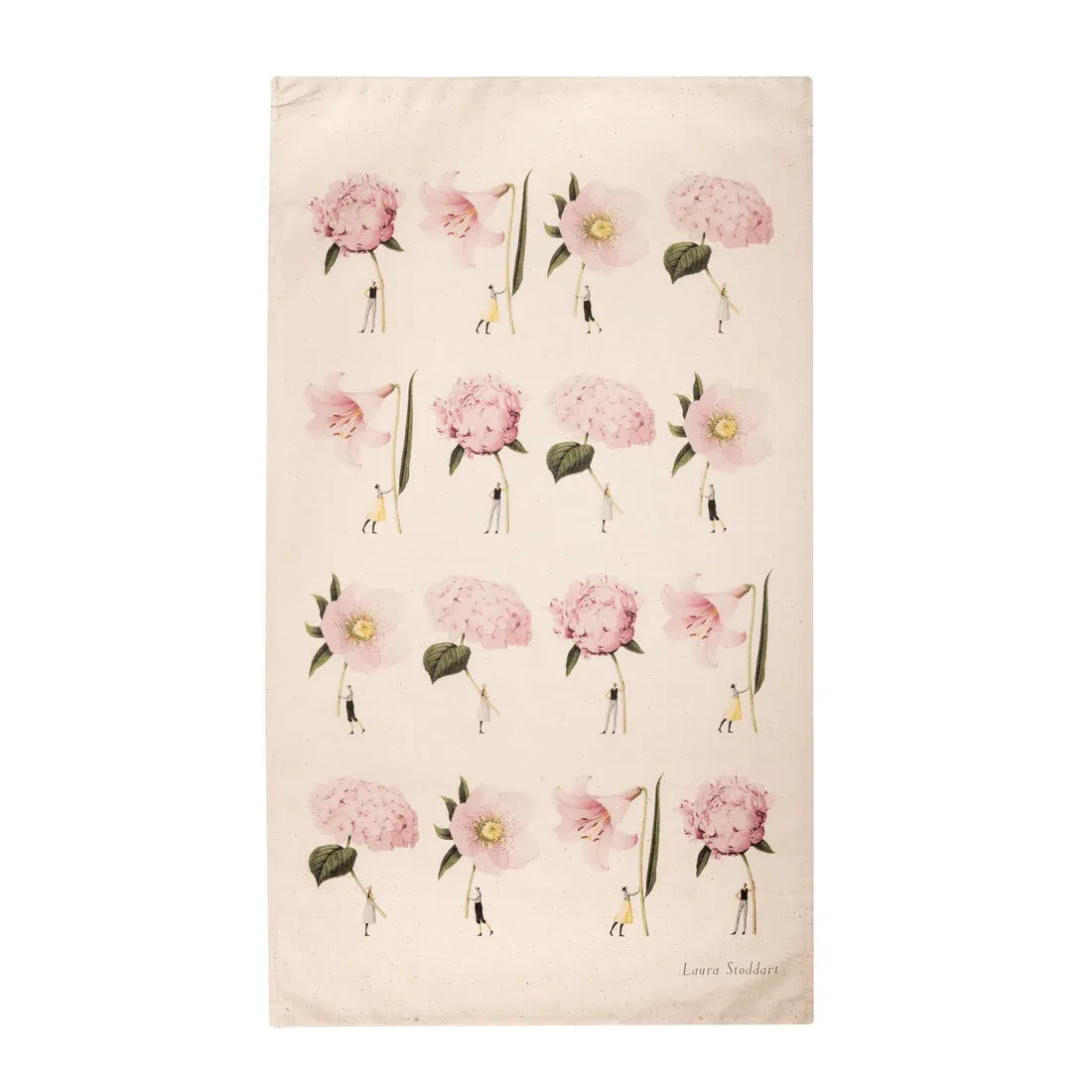 Laura Stoddard Pink Flowers in Bloom Tea Towel