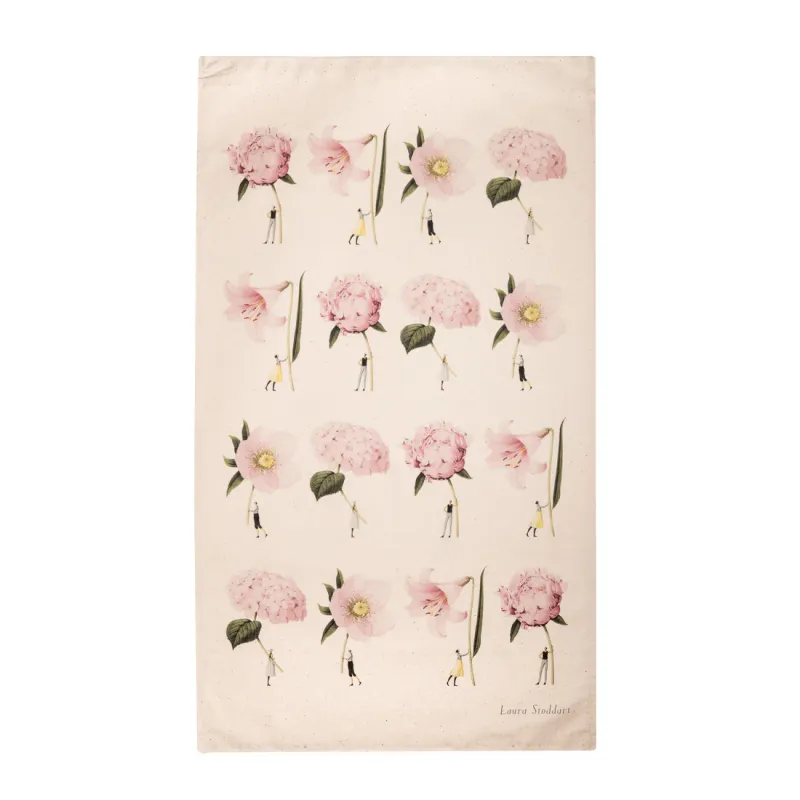 Laura Stoddard Pink Flowers in Bloom Tea Towel