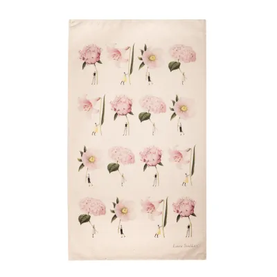 Laura Stoddard Pink Flowers in Bloom Tea Towel