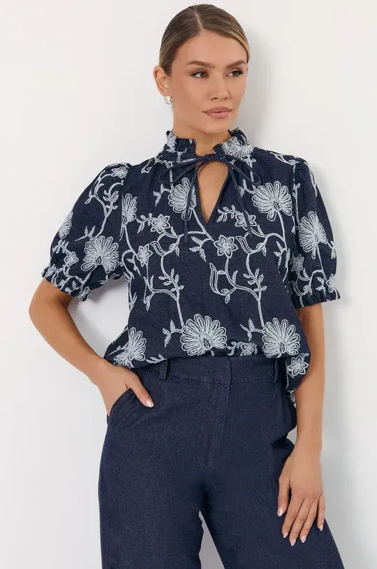 Adorne Sandra Embroidered Denim Top AJD2045DENI