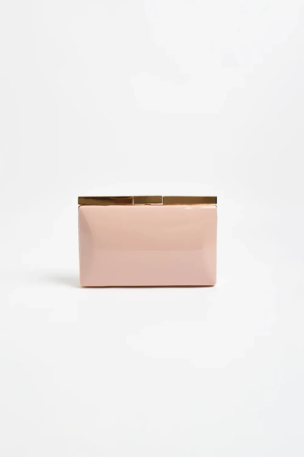 Adorne Simone Gloss Structured Clutch Peach