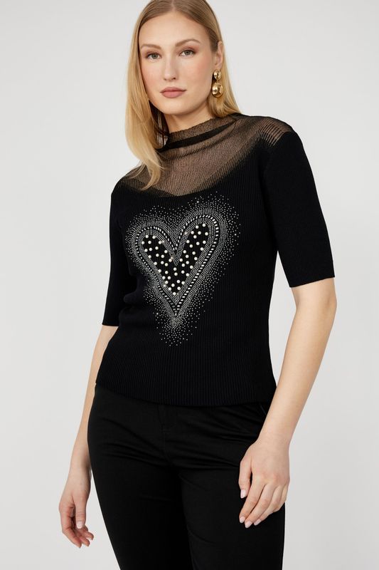 Frank Lyman High Neck Glitter Top 253764