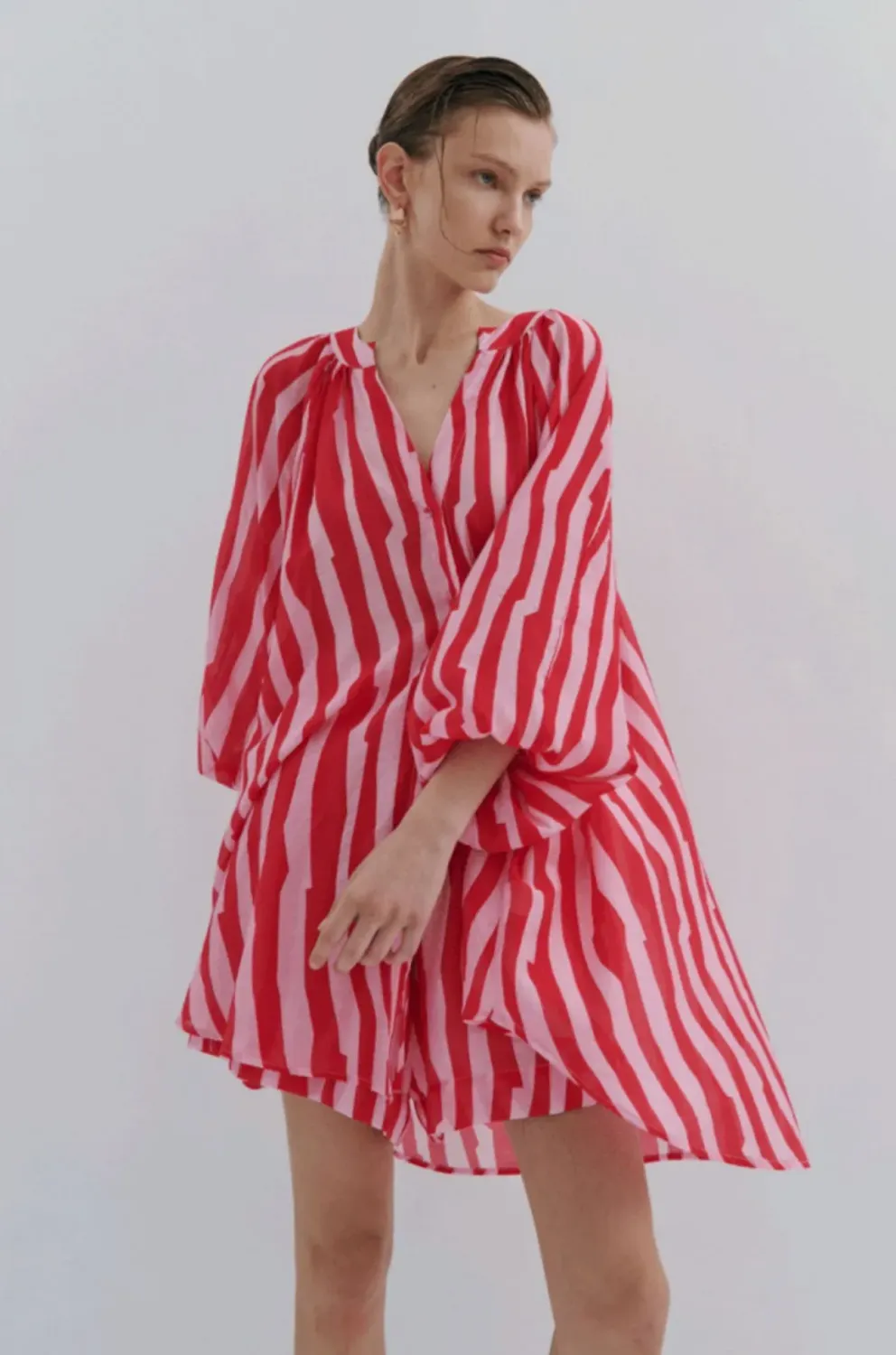 Maevarii Lily Shirt Dress Mad Hatters Red Stripe 1070