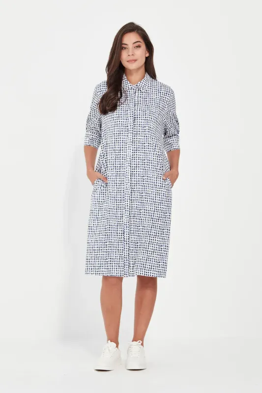 Verge Acrobat Tile Dress Denim Print 9927LW