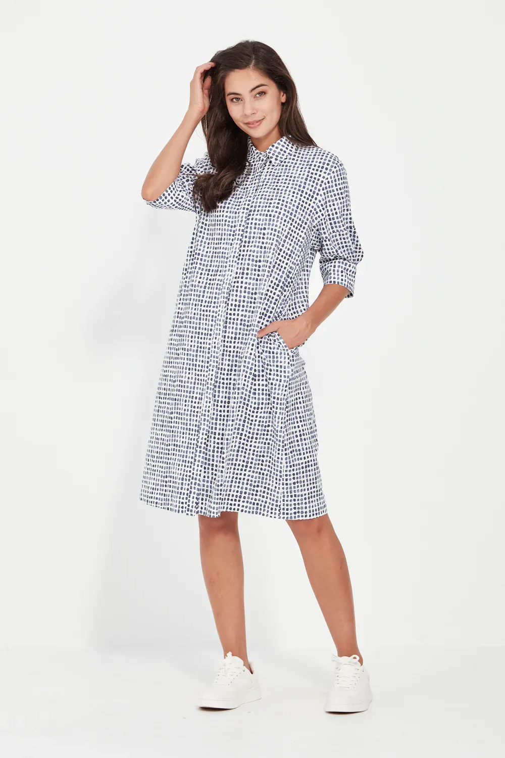 Verge Acrobat Tile Dress Denim Print 9927LW