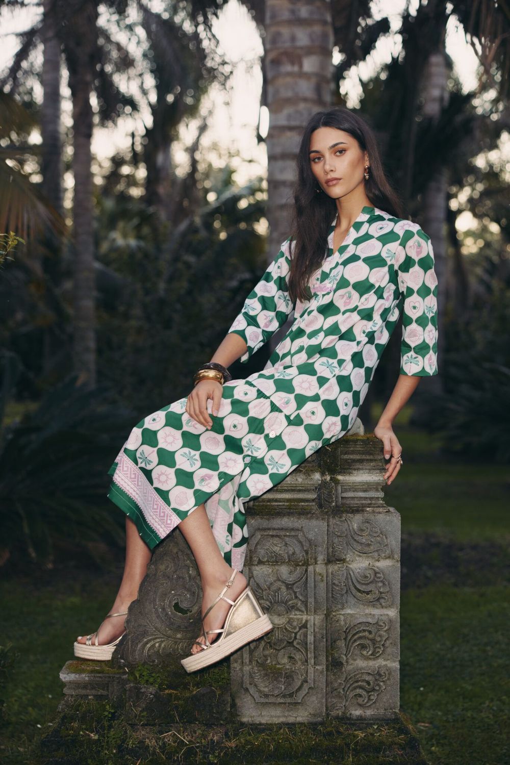 Loobie's Story Palm Green Kya Midi Dress LS3118
