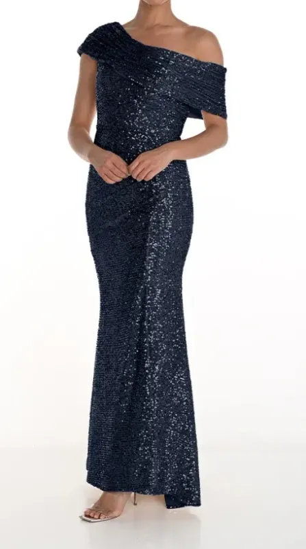 Frank Lyman Sequin Evening Dress 268270 Navy