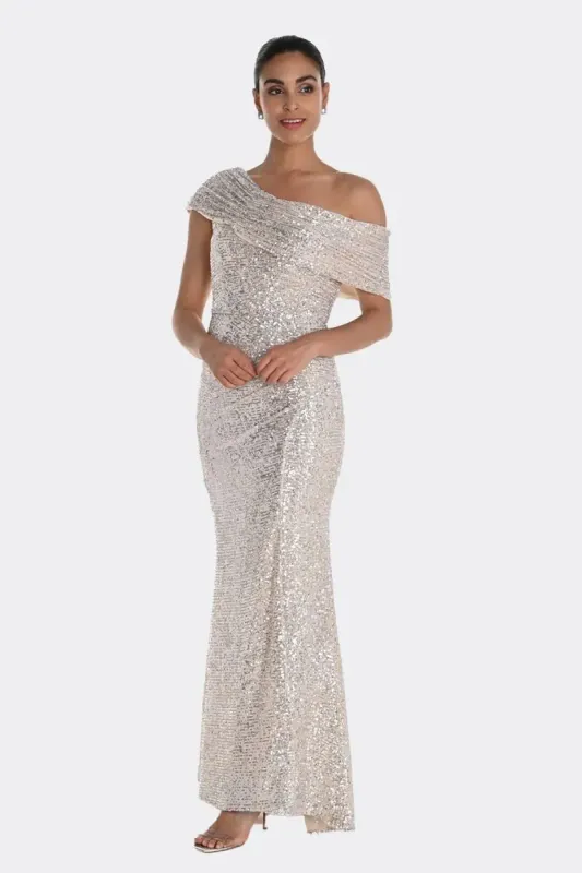 Frank Lyman Sequin Evening Dress 268270 Champagne