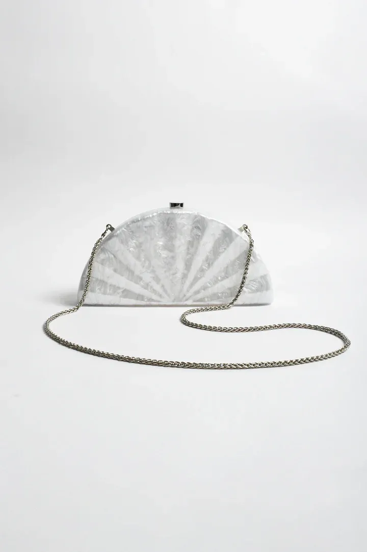 Adorne Pia Fan Shell Resin Clutch
