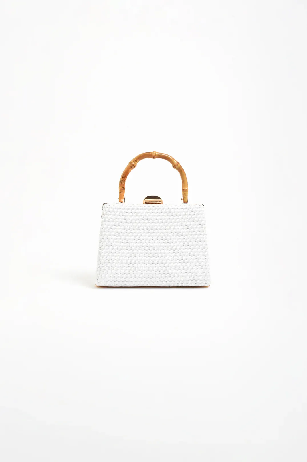 Adorne Bamboo Handle Woven Bag White