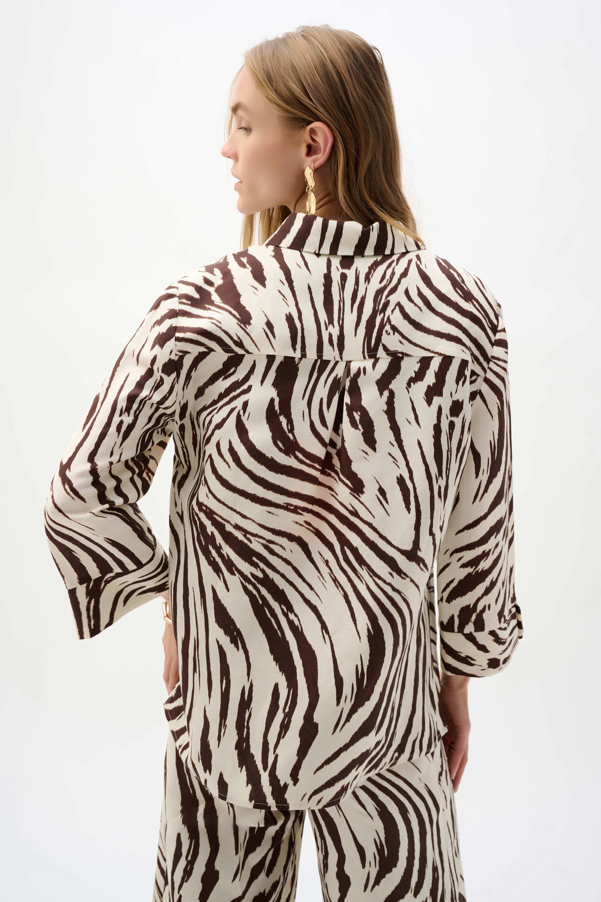 Joseph Ribkoff  Linen Blend Animal Print A-Line Blouse 262943