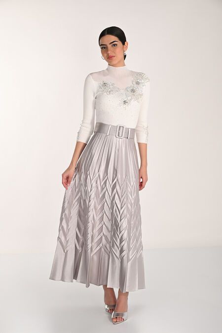 Frank Lyman Woven Skirt Silver 268519
