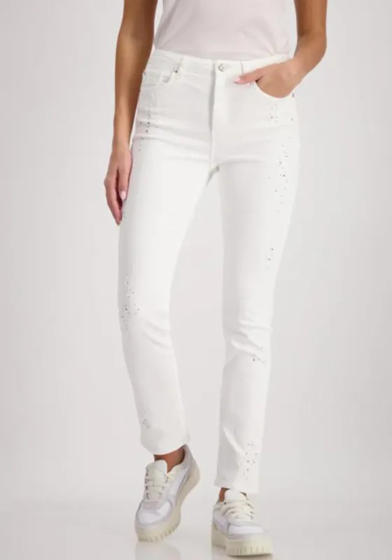Monari  white with rhinestones 5 pockets  pants