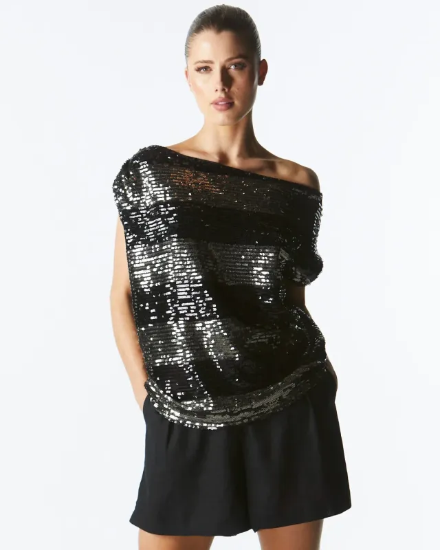 Fate+Becker Wild Ones Black Gunmetal Striped Top