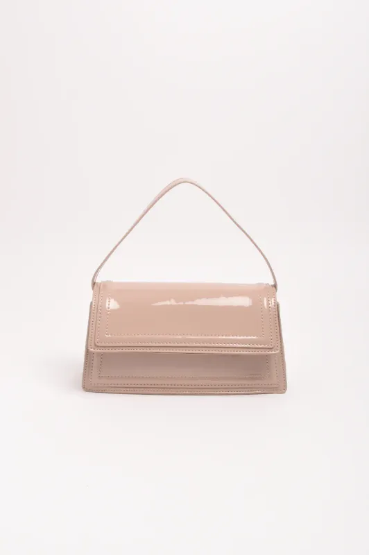 Adorne Ava High Shine Structured Small Bag Nude