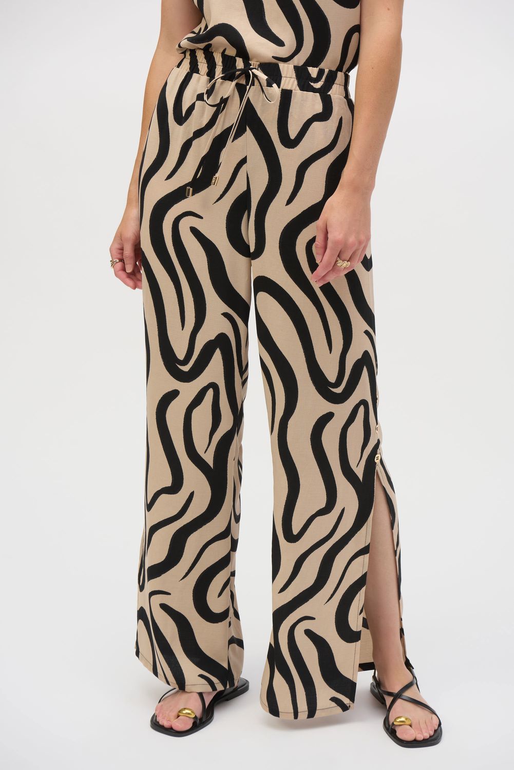 Joseph Ribkoff Gauze Abstract Print Wide Leg Pants 252178