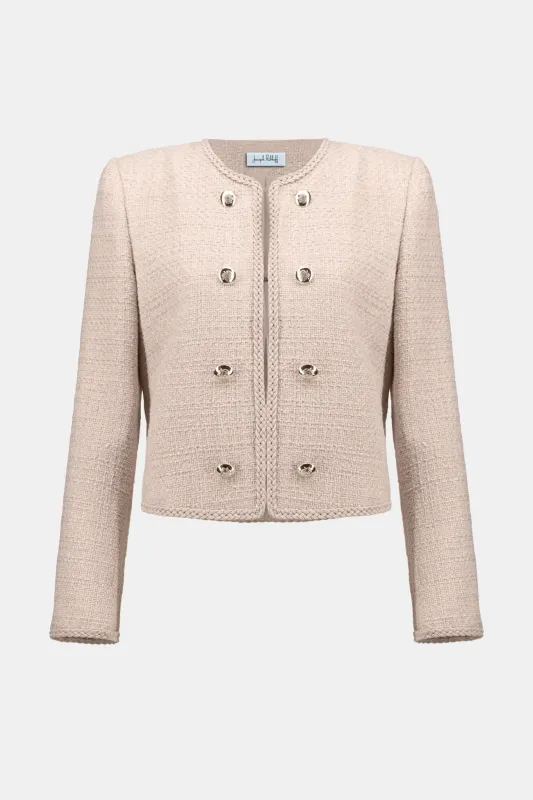 Joseph Ribkoff Boucle Collarless Jacket Rose 254903