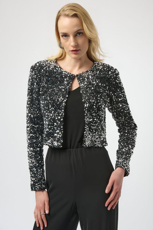 Joseph Ribkoff Sequined Crop Jacket 254930 Joseph Ribkoff Sequined Crop Jacket 254930