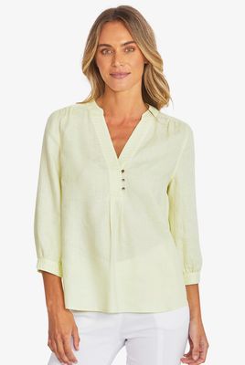 Ping Pong Naomi Linen Top Limeade