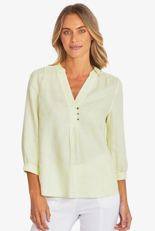 Ping Pong Naomi Linen Top Limeade