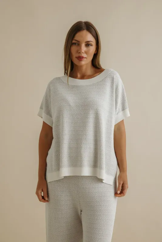 Talamaya Crepe Knitted Tee Pullover Milk/Silver Haze 9SKF077