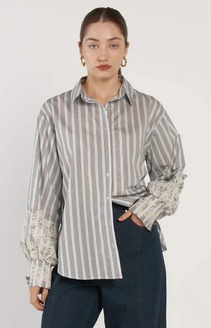 Fate & Becker Paloma Stripe Embroidered Shirt