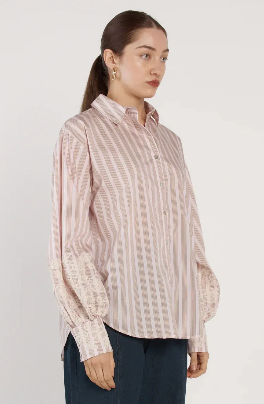 Fate & BEcker Paloma Striped Embroidered Shirt
