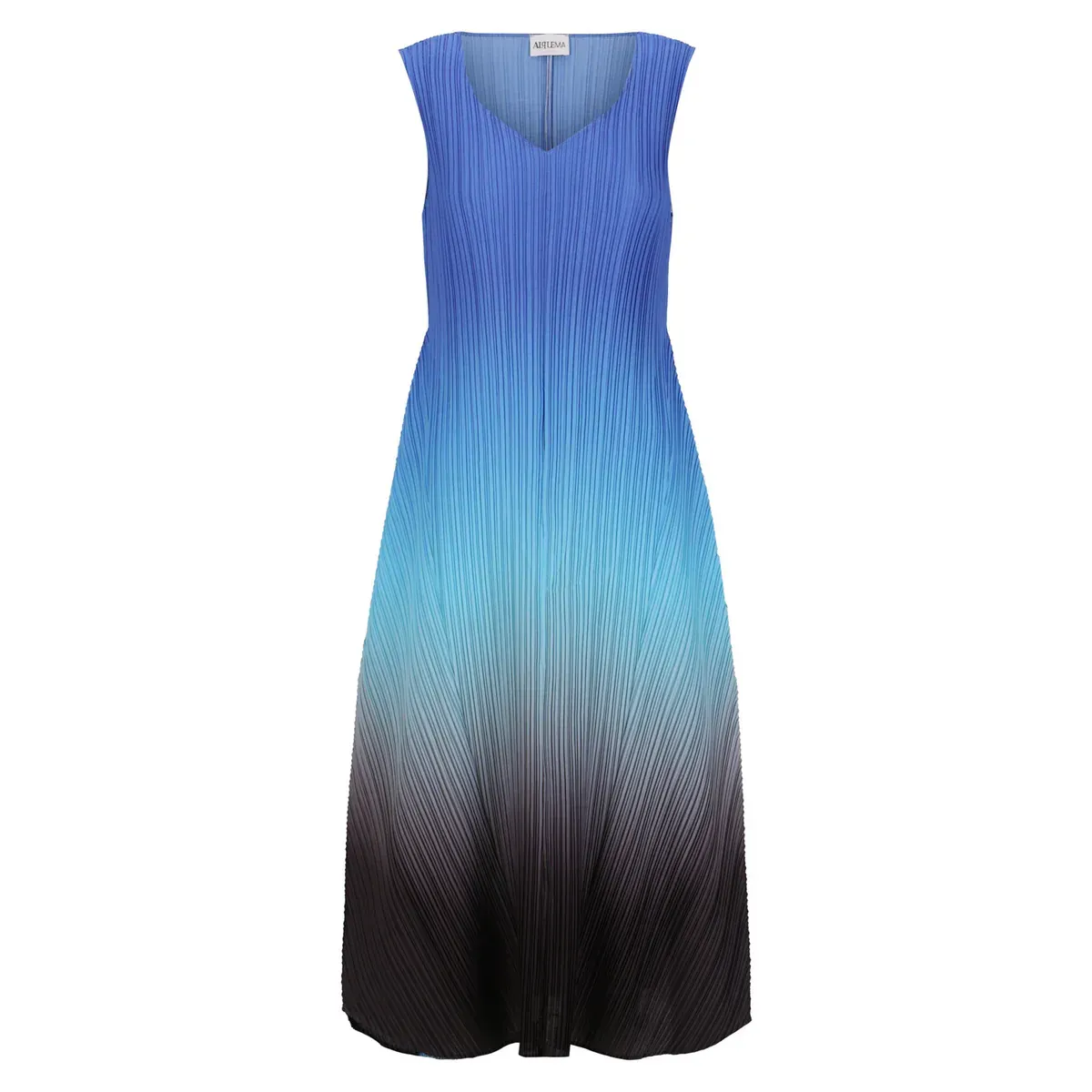 Alquema Long Estrella Dress Tanzanite to Black