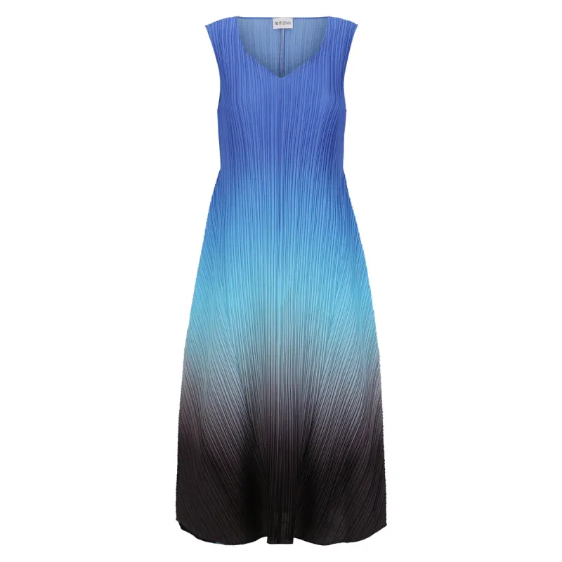 Alquema Long Estrella Dress Tanzanite to Black