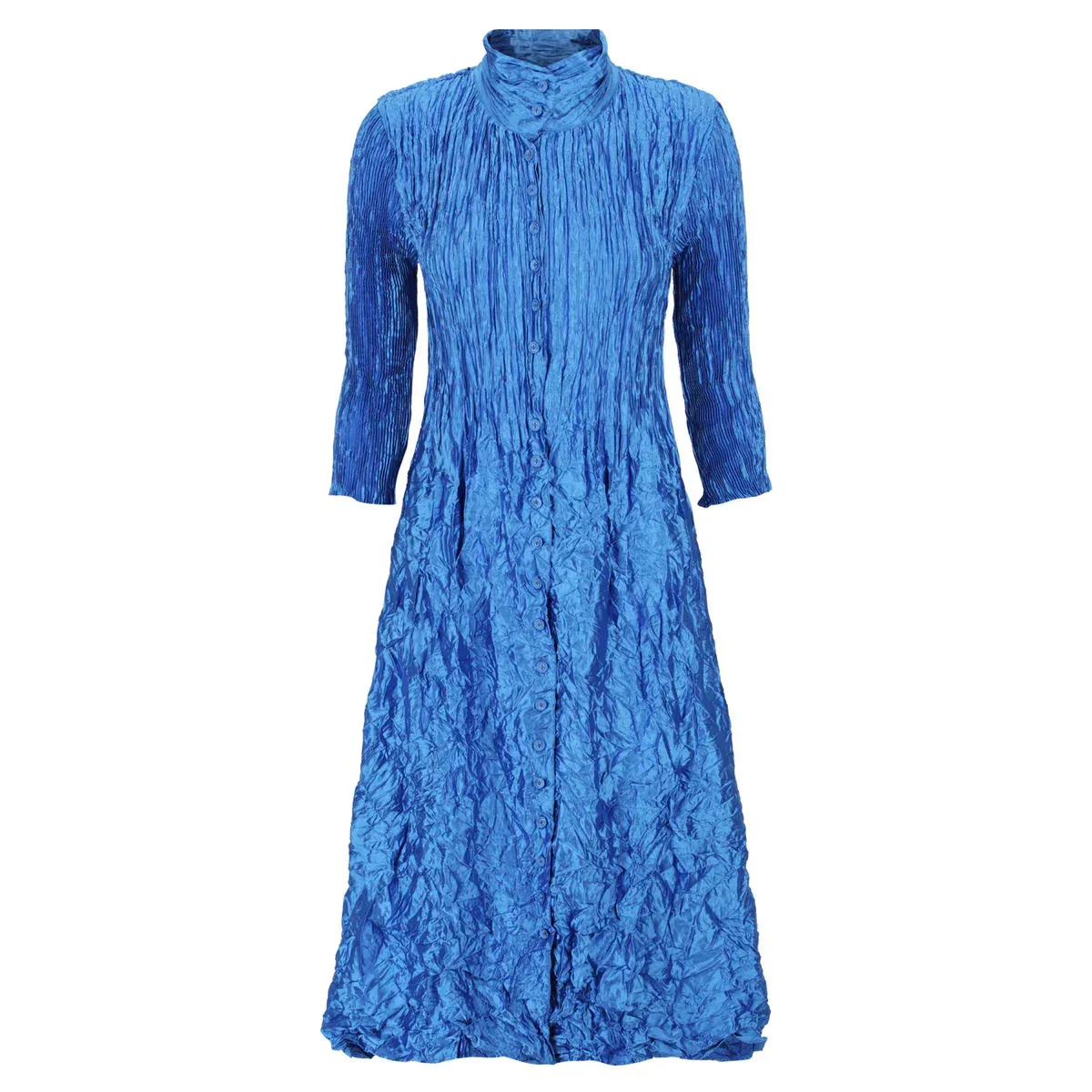 Alquema Nehru Coat Dress Metallic Cerulean Blue
