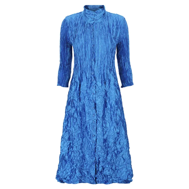 Alquema Nehru Coat Dress Metallic Cerulean Blue