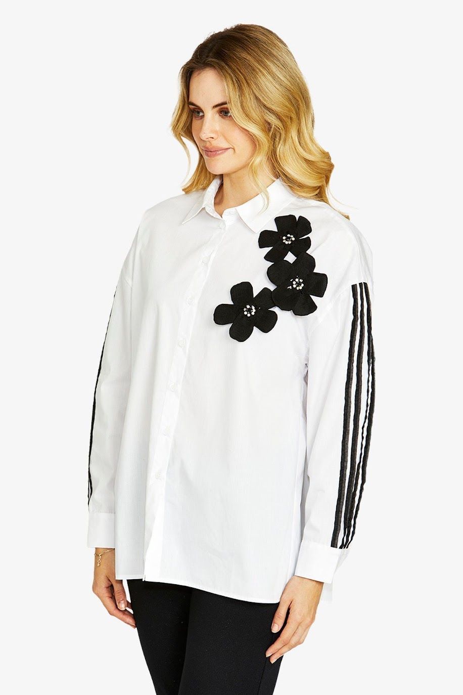 Ping Pong Flower Embellished Shirt