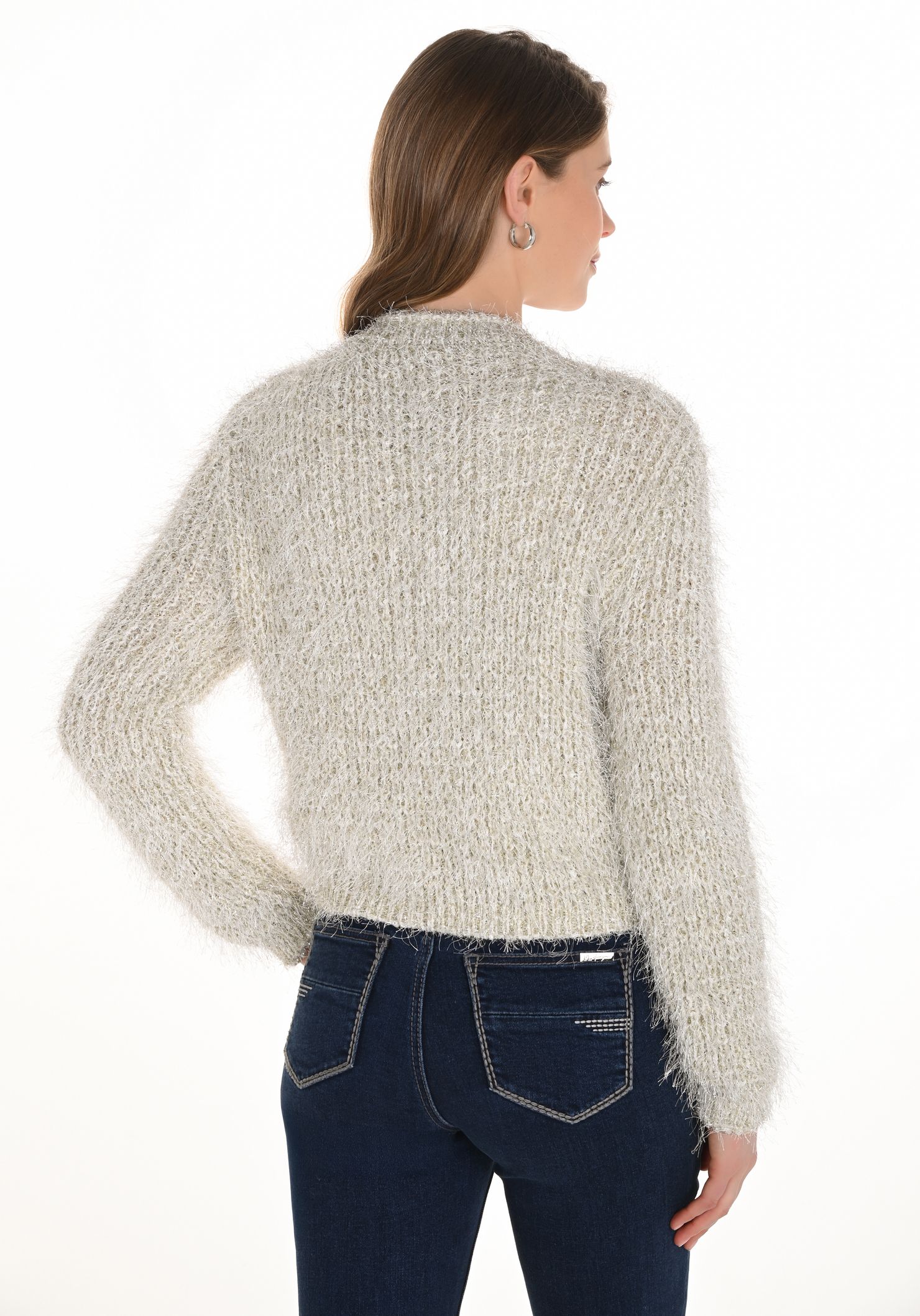 Frank Lyman Pearl Embellished Cardigan Ivory/Gold 254929