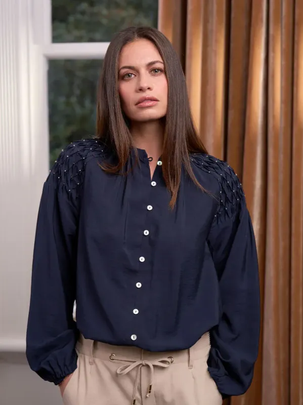 Loobie's Story Bijou Blouse Indigo LS3253