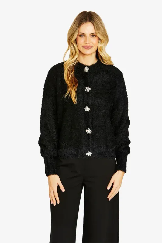 Pingpong Molly Fluffy Cardigan Black