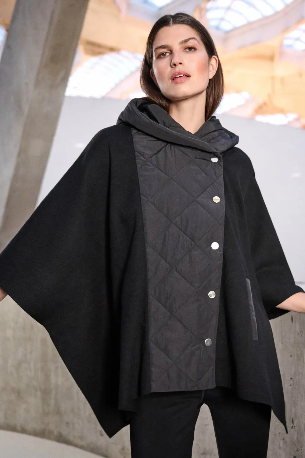 Joseph Ribkoff Sweater Knit Quilted Poncho Jacket 263627