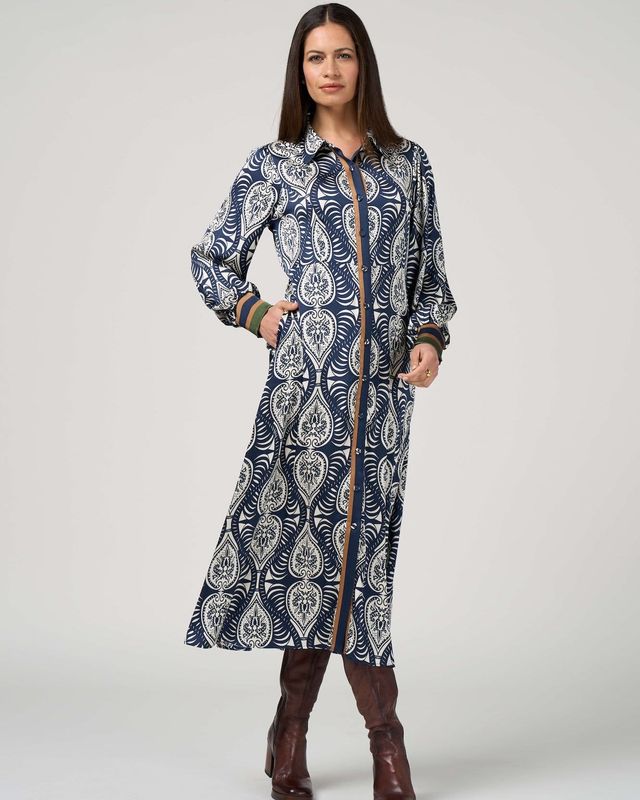 Loobie's Story Multi Opaline Indigo Shirt Dress LS3242