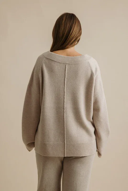 Talamaya Haven Merino V Pullover Wheat TALW050