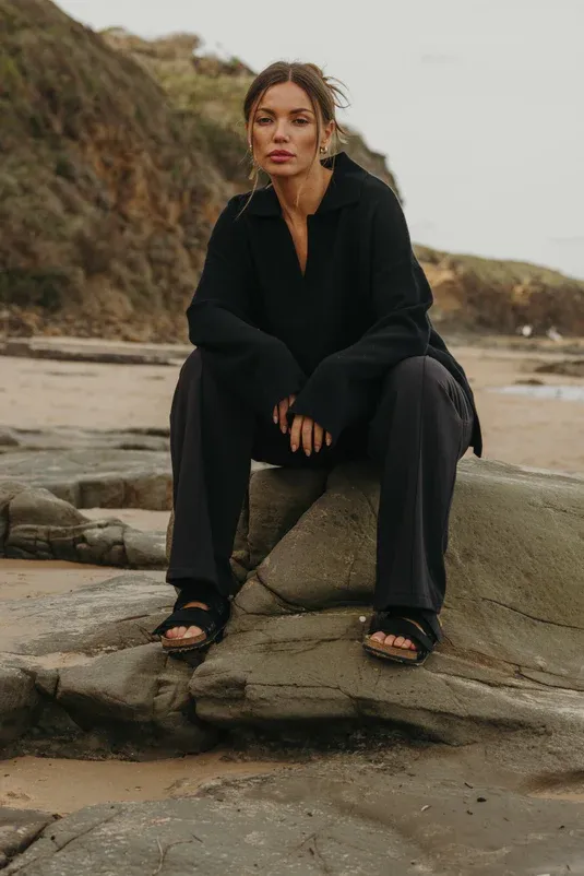 Talamaya Hope Merino Pullover Jet TALWO51