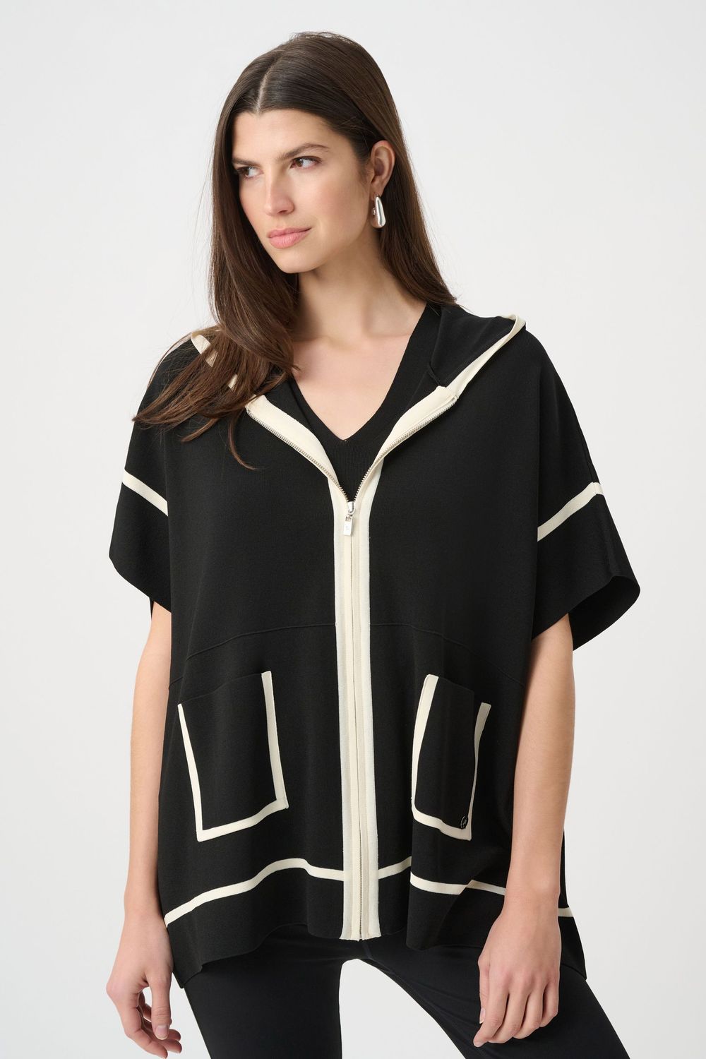 Joseph Ribkoff Viscose Hooded Boxy Jacket 263639