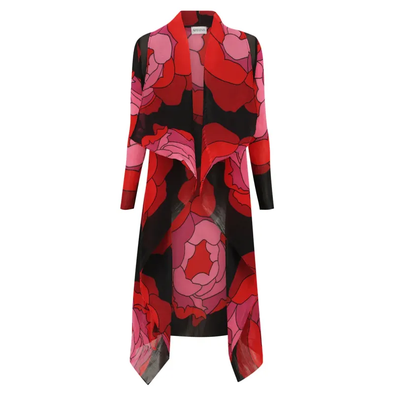 Alquema Collare Coat  Pink Roses