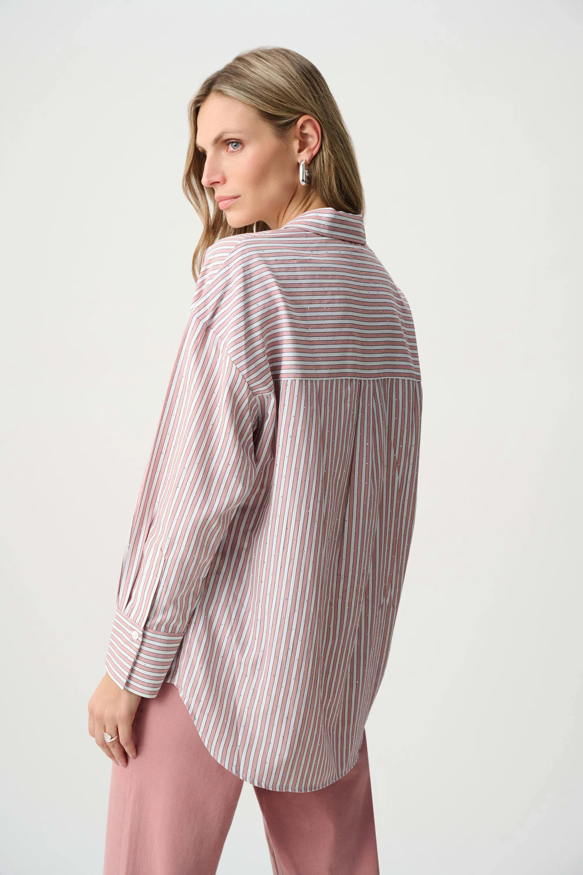 Joseph Ribkoff Tencel Stripe Boxy Blouse 261931F26